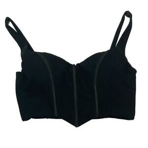 White Fox Cropped Corset Top - Black - Small